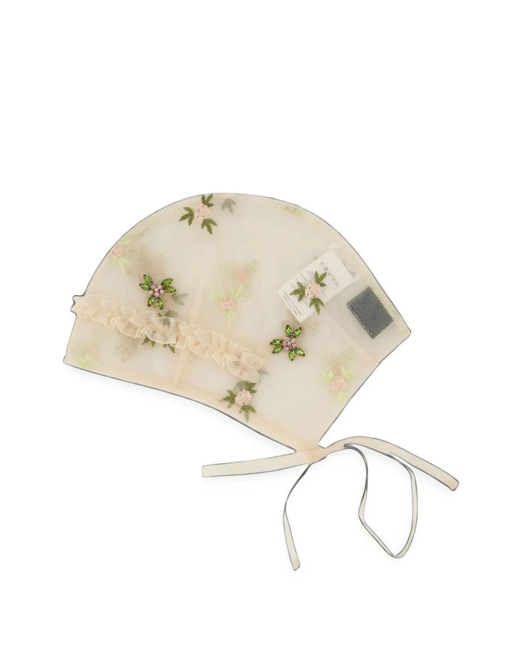 Simone Rocha White Frill-Trimmed Embroidered Beanie Hat