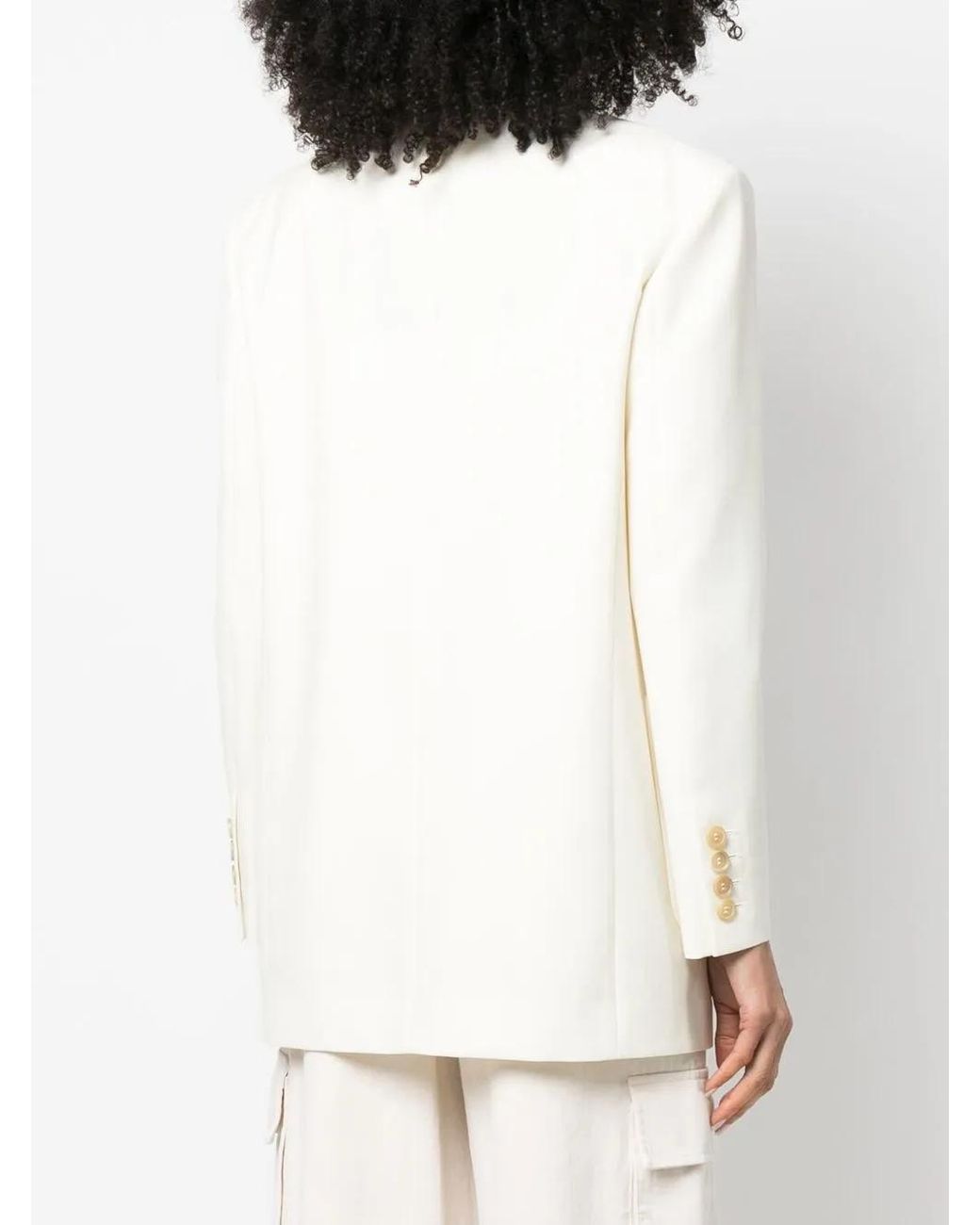 Palm Angels White Knitted Tape-Detail Blazer