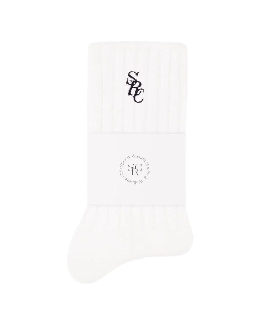 Sporty & Rich White Ribbed Embroidered Socks