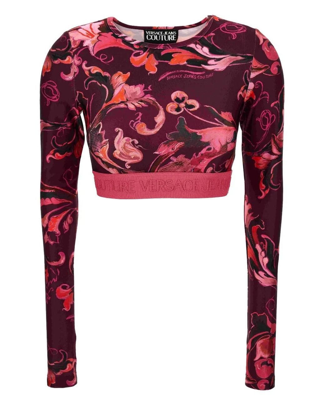 Versace Jeans Couture Red Baroque-Print Long-Sleeve Top