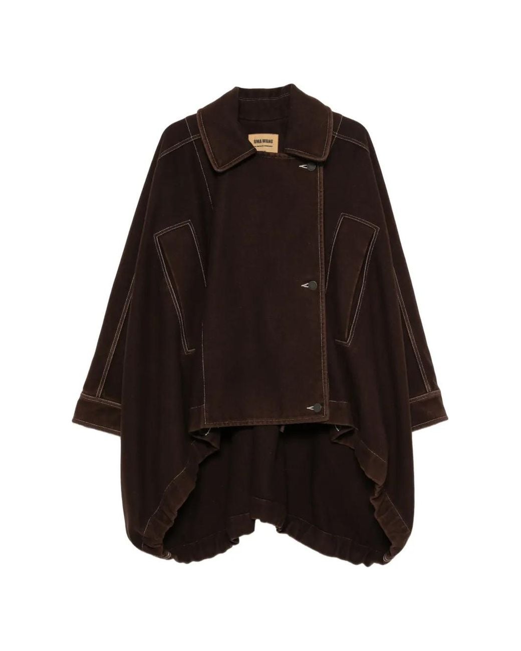 Uma Wang Black Kew Contrast-Stitch Oversized Jacket