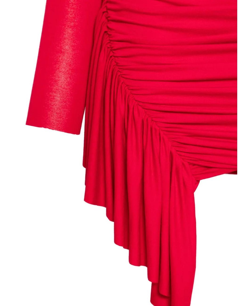 Pink Red Ruched Ruffled Mini Dress