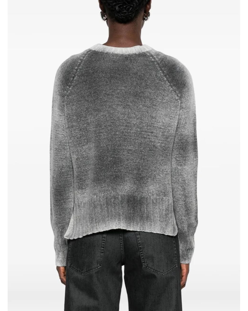 AROVESCIO Gray Gradient-Effect Long-Sleeve Sweater