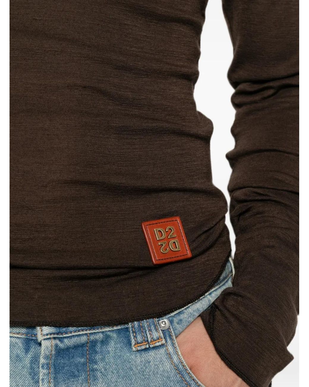 Pull En Laine Vierge À Patch Logo DSquared² pour homme en coloris Brown