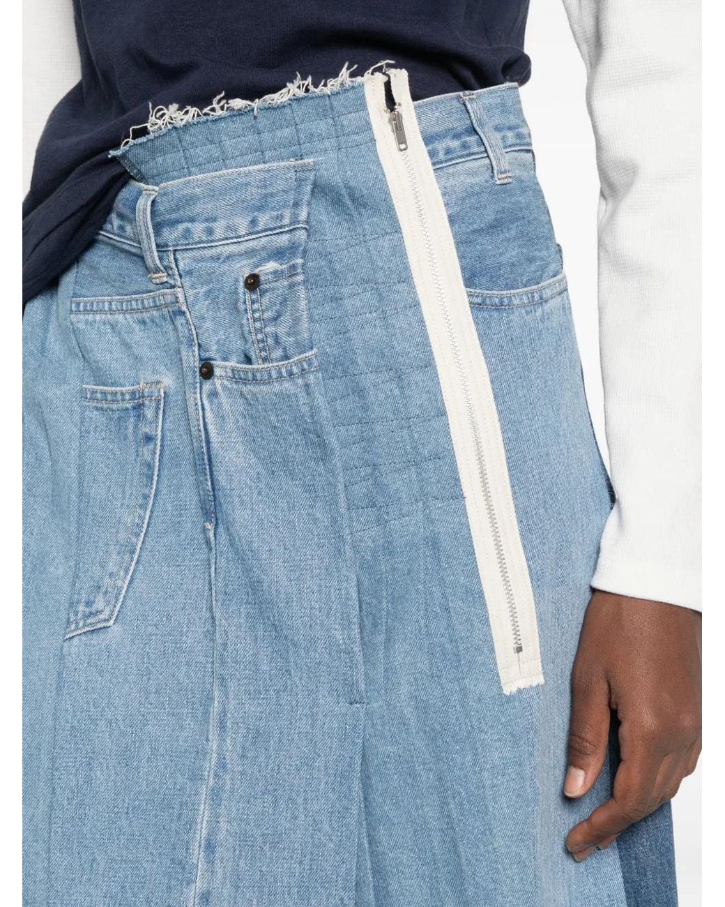 Kuro Blue Patchwork Deconstructed Skirt