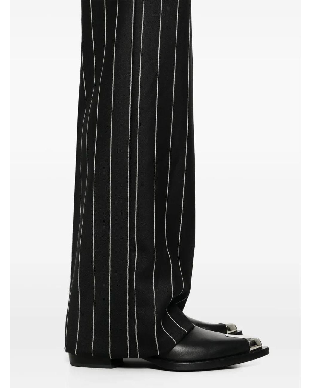 Dolce & Gabbana Black Pinstripe Wool Trousers for men