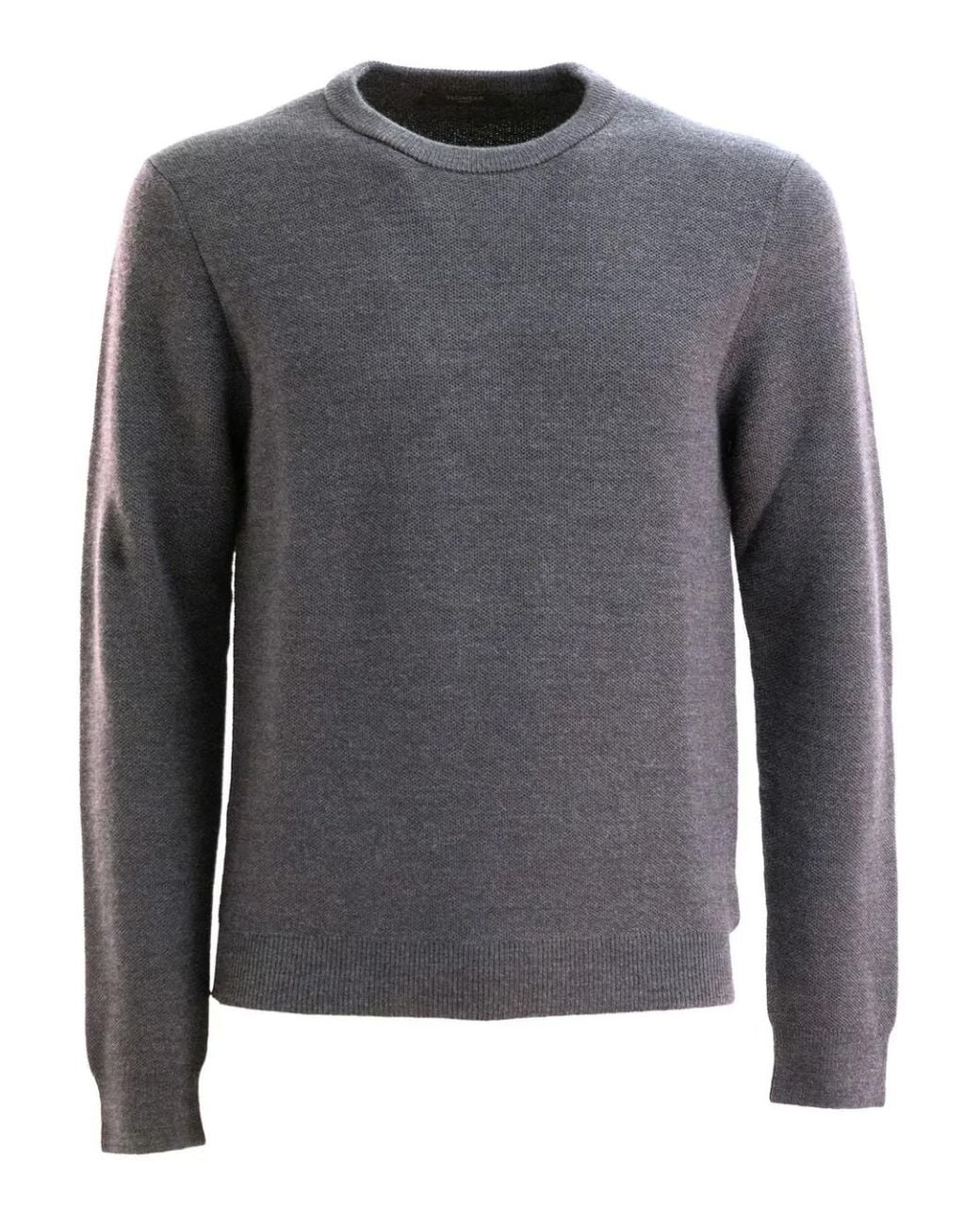 Zanone Gray Round-Neck Wool Sweater for men