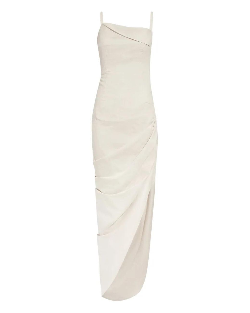Jacquemus White Saudade Draped Open-Back Maxi Dress