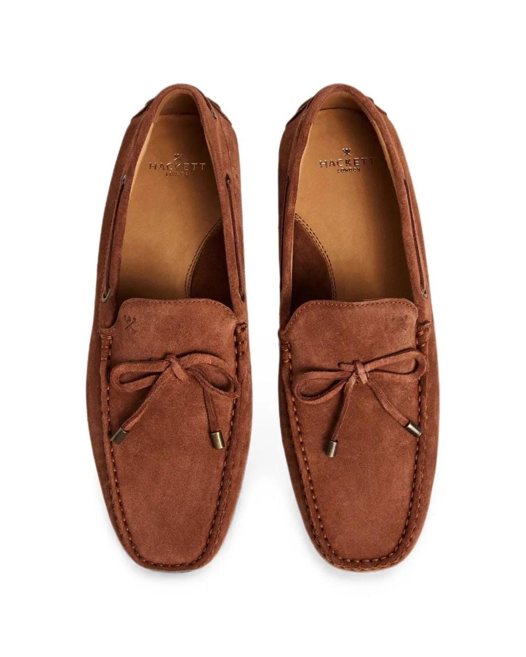 Hackett Brown Lace-Up Suede Driver Shoes for men