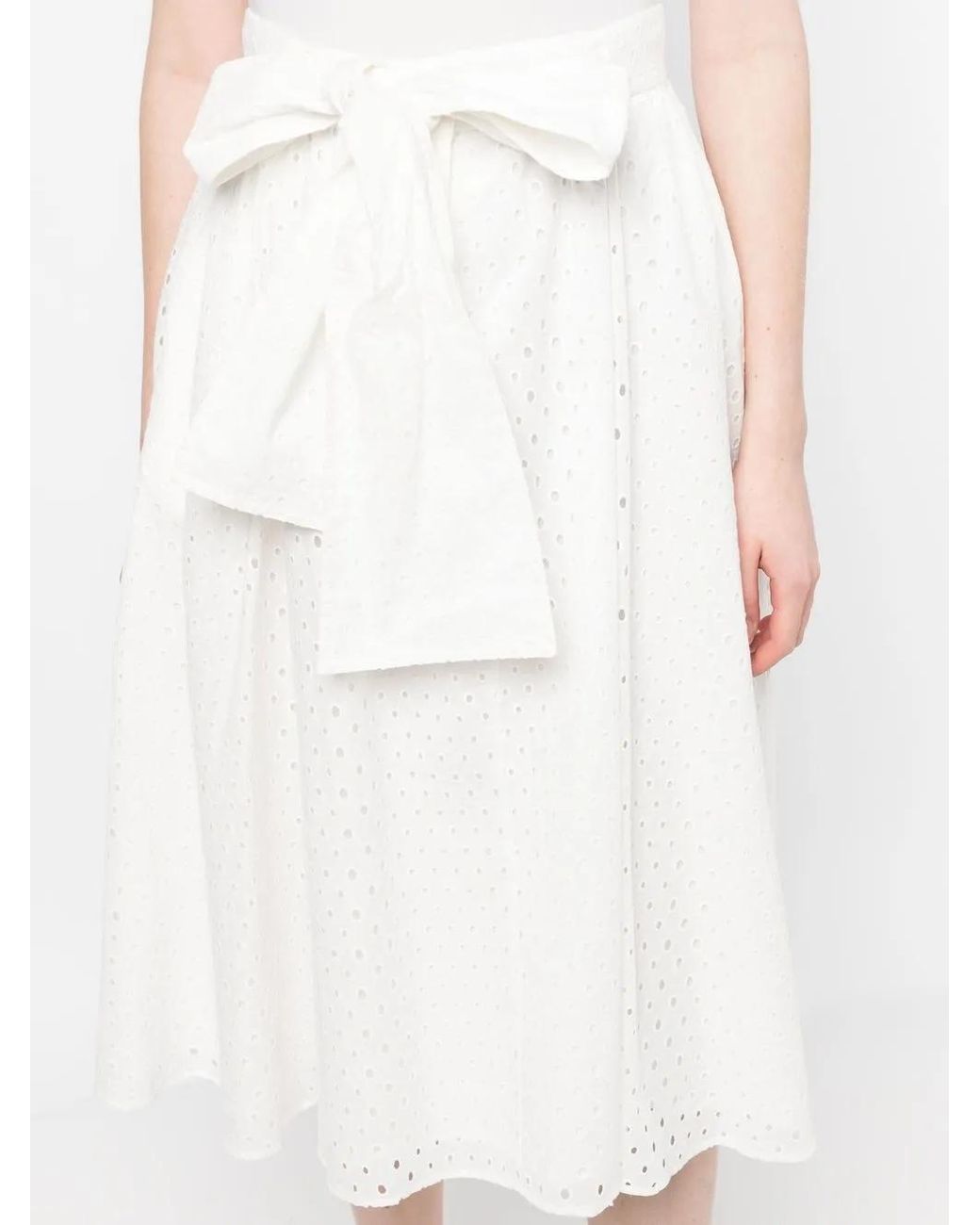 KENZO White Flared Perforated Skirt