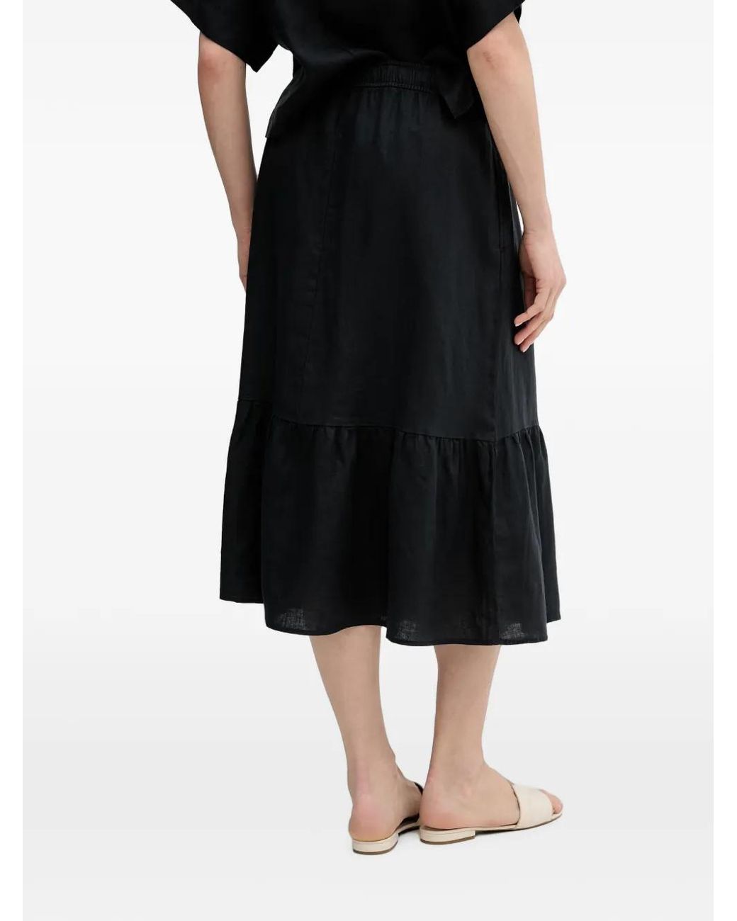 DKNY Black Ruffled Drawstring Skirt
