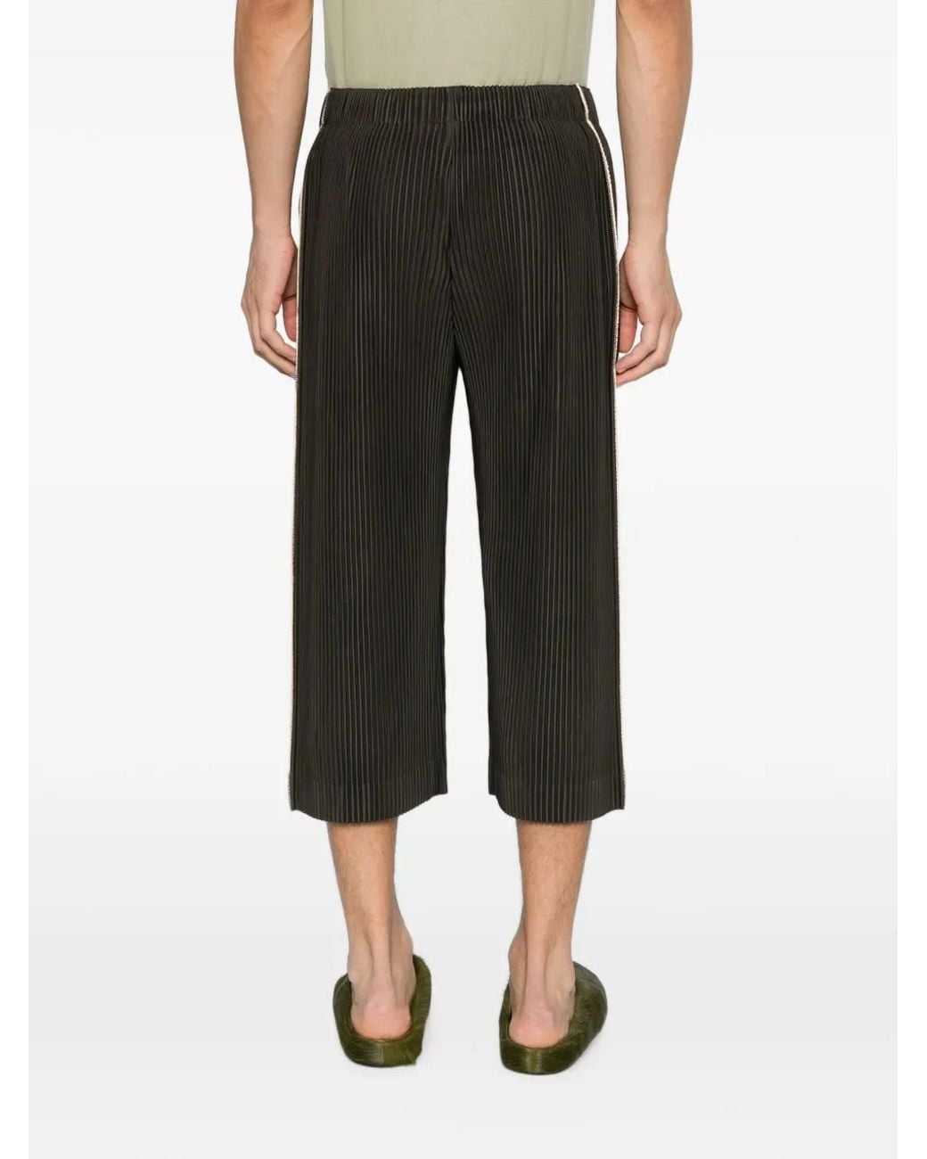 Homme Plissé Issey Miyake Black Pleated Cropped Trousers for men