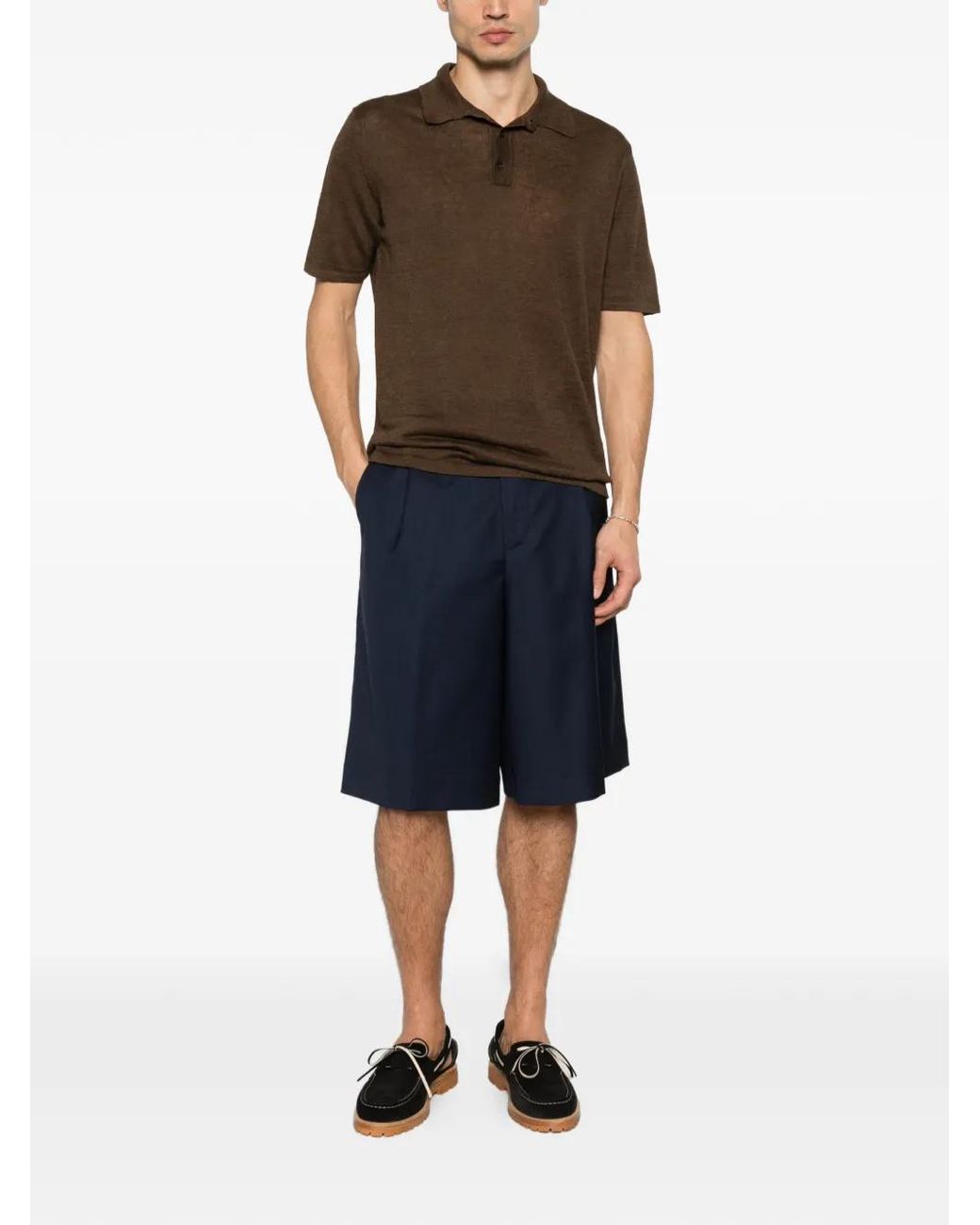 Roberto Collina Brown Half-Button Polo Shirt for men