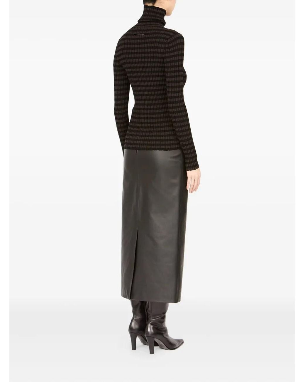 MM6 by Maison Margiela Black Ribbed Knit Turtleneck T-Shirt