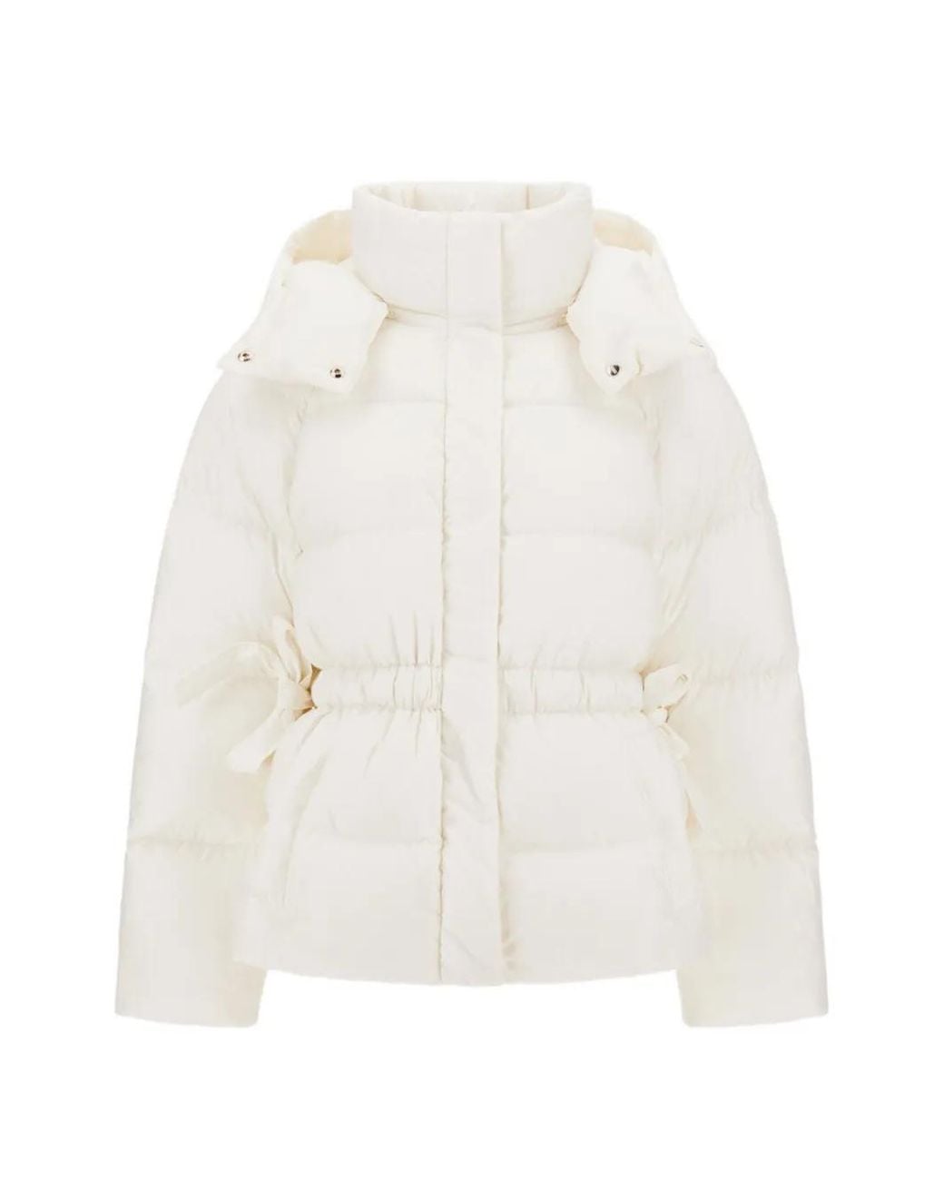 Herno White Striped-Quilted Drawstring-Waist Jacket