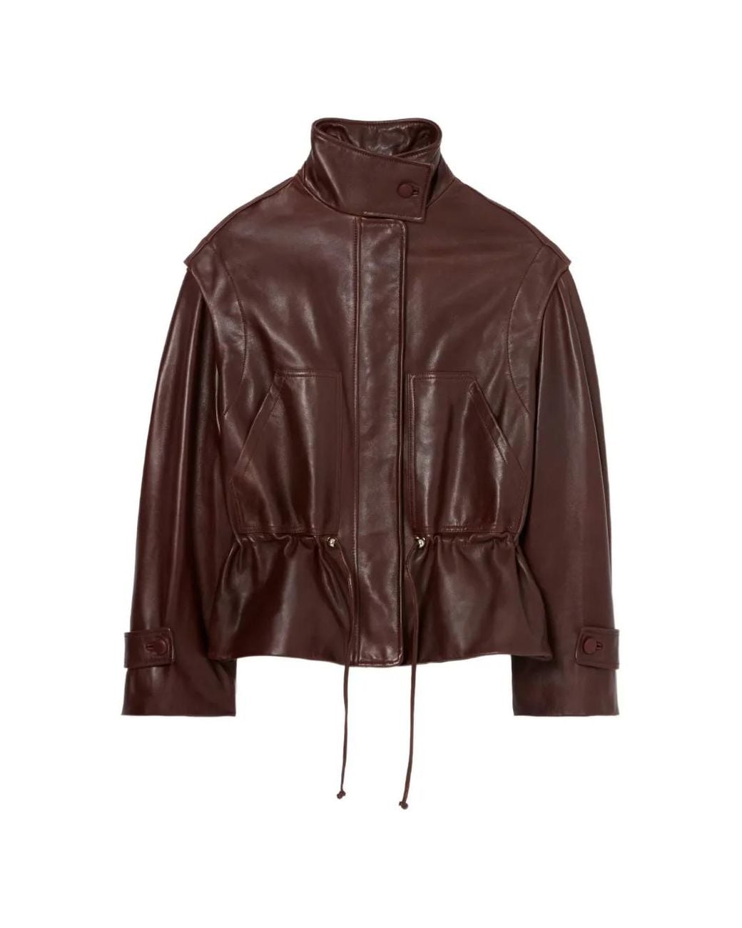 Claudie Pierlot Brown Wide-Cut Leather Jacket