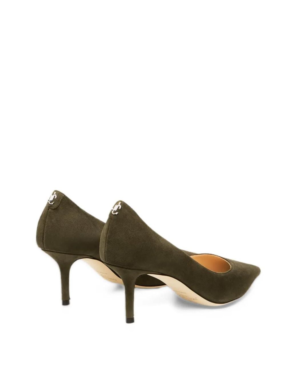 Jimmy Choo Green Love 65 Suede Pointed Pumps With Jc Emblem