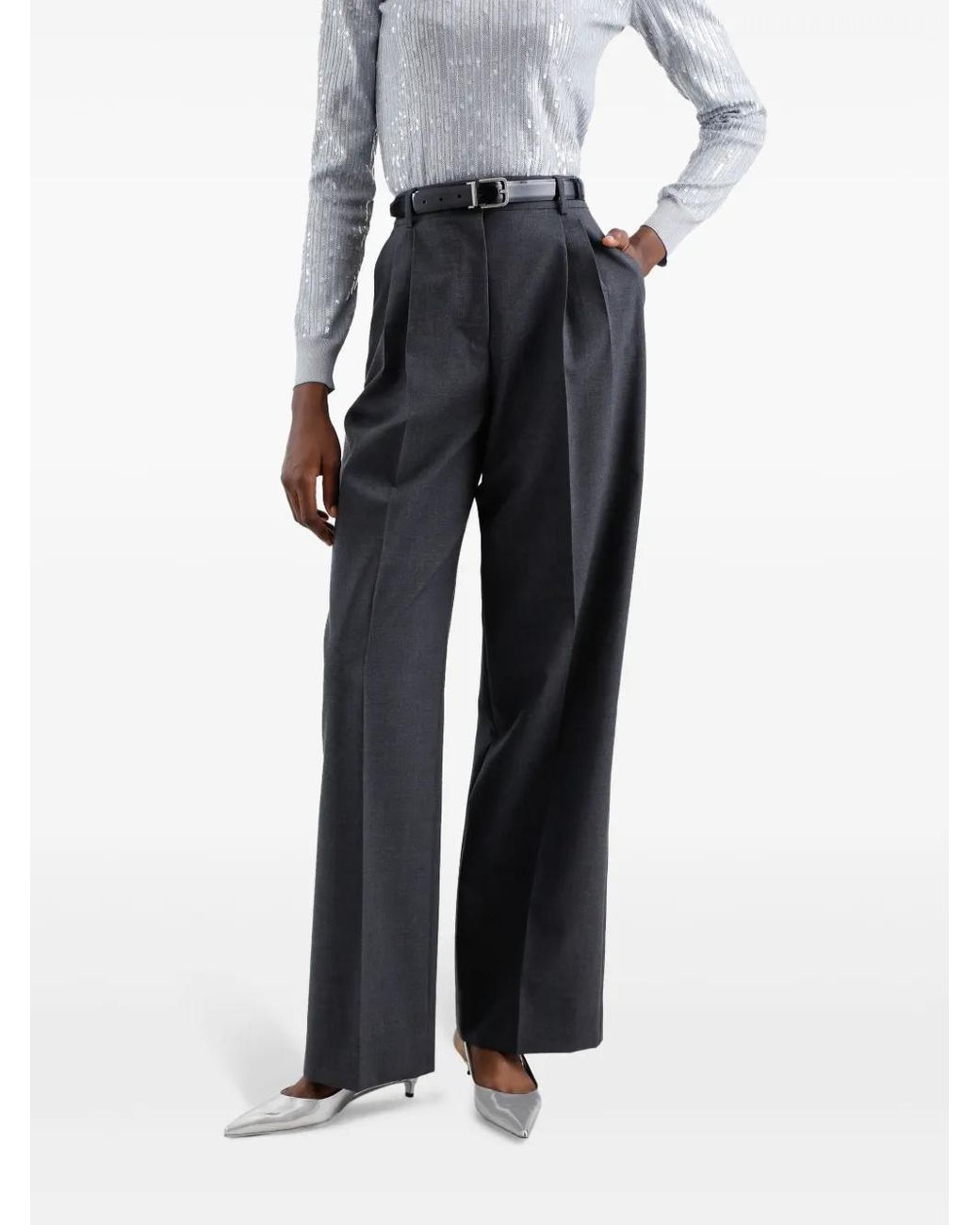 Dolce & Gabbana Blue Pressed Crease Straight-Leg Trousers