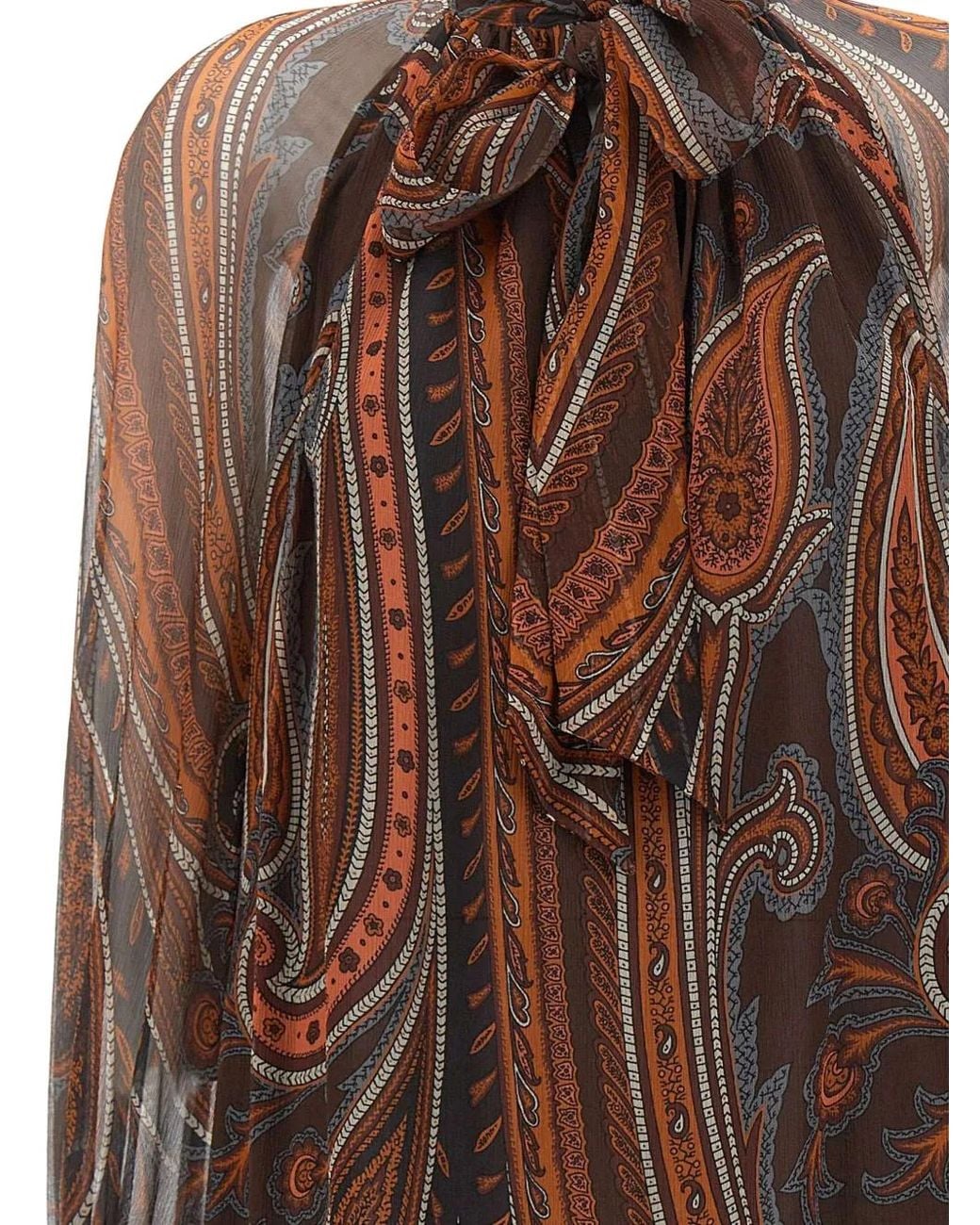 Etro Brown Paisley-Print Ruffled Mini Dress
