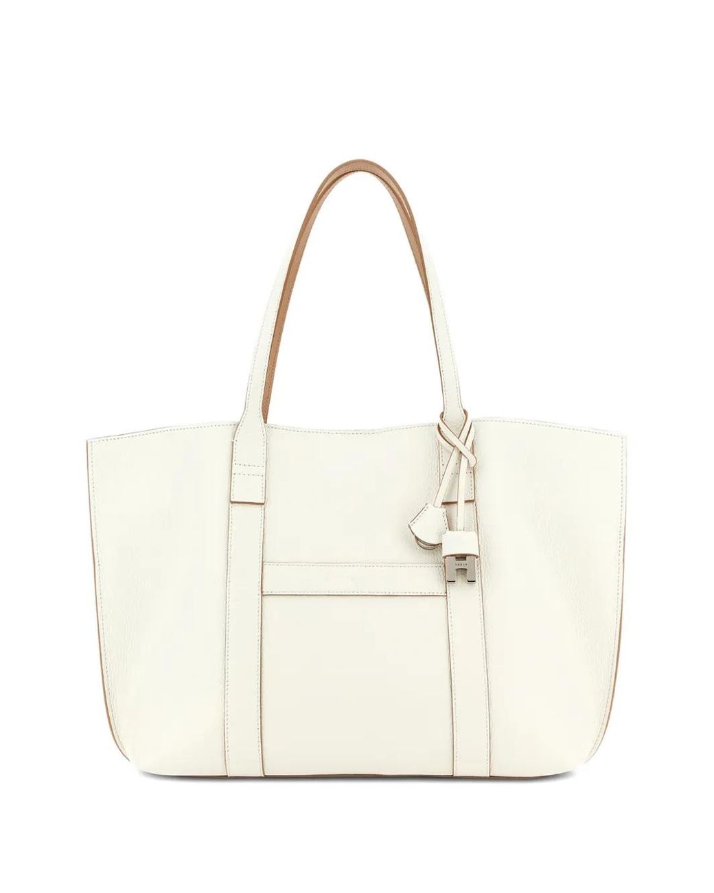 Hogan White Script Media Shopping Bag