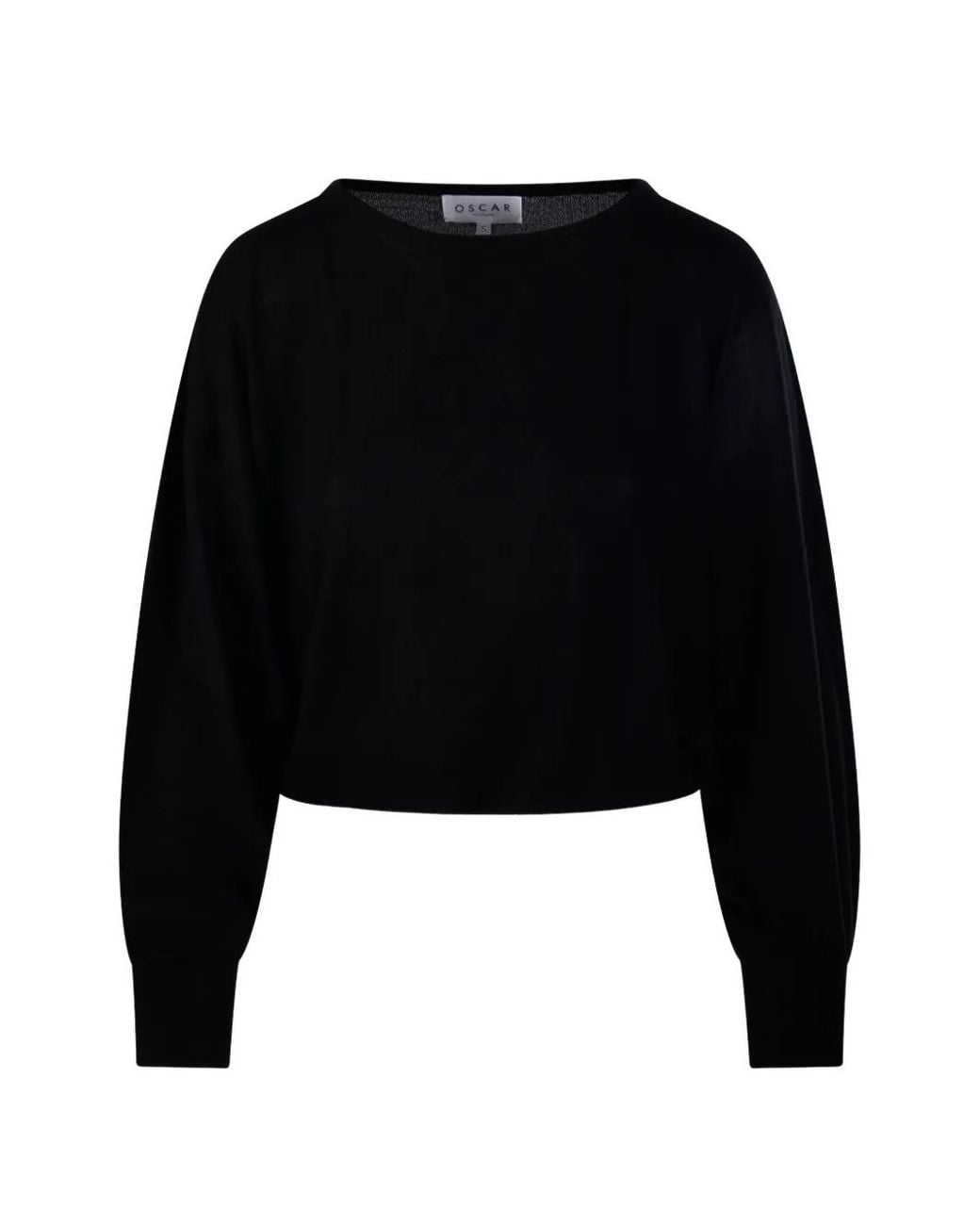 OSCAR THE COLLECTION Black Fine-Knit Cropped Sweatshirt