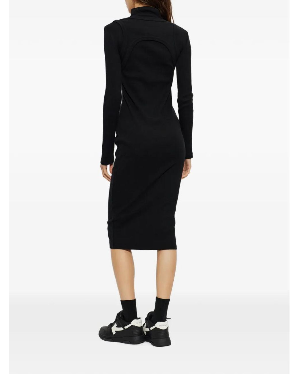 Off-White c/o Virgil Abloh Black Cut-Out Turtleneck Midi Dress