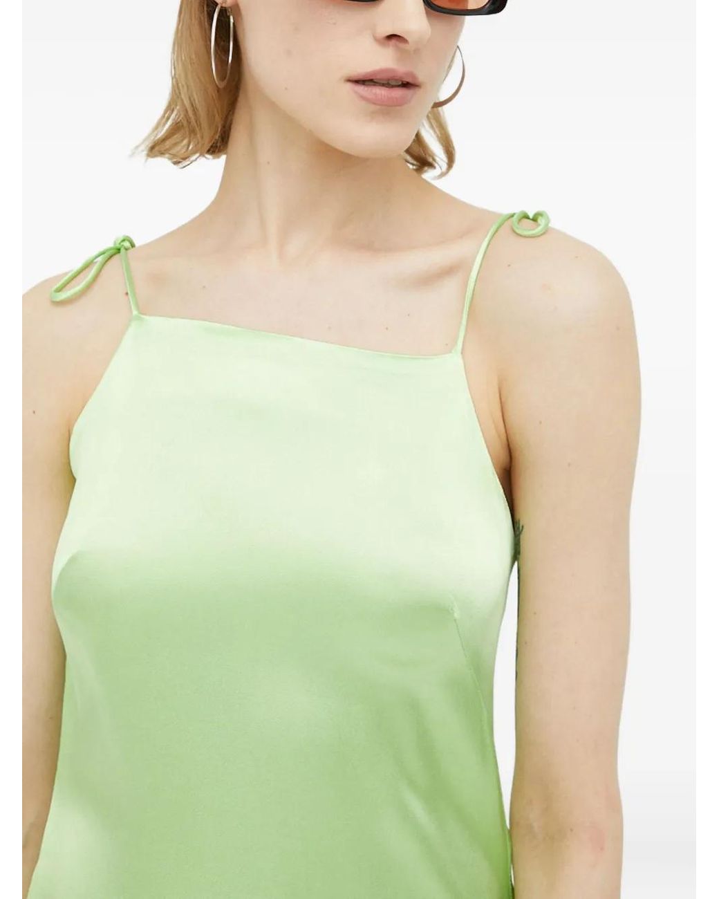 Résumé Green Tie-Strap Gathered Dress