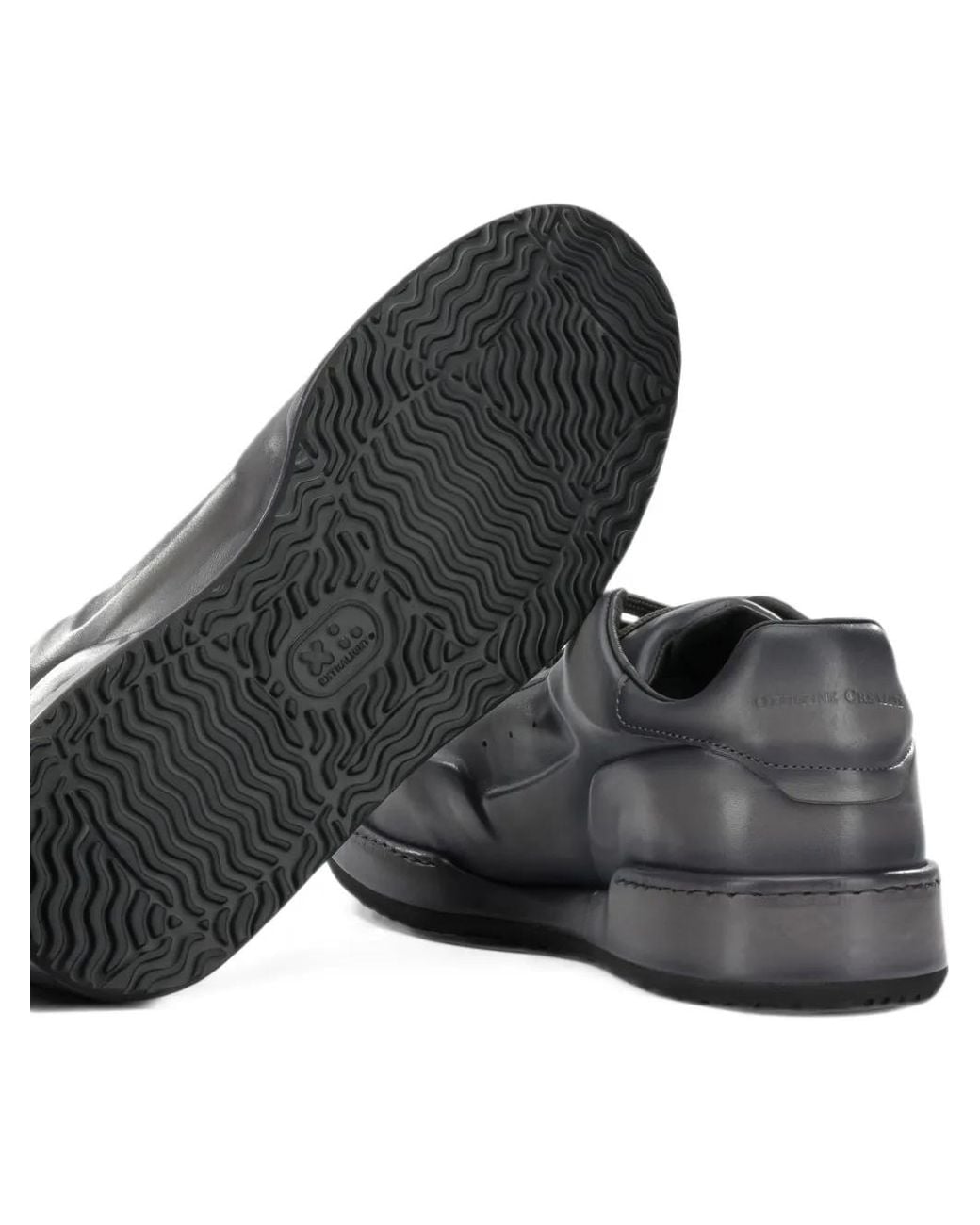 Officine Creative Gray Eraser Panelled Leather Sneakers for men