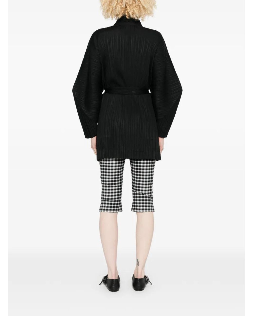 Pleats Please Issey Miyake Black Buttoned Coat