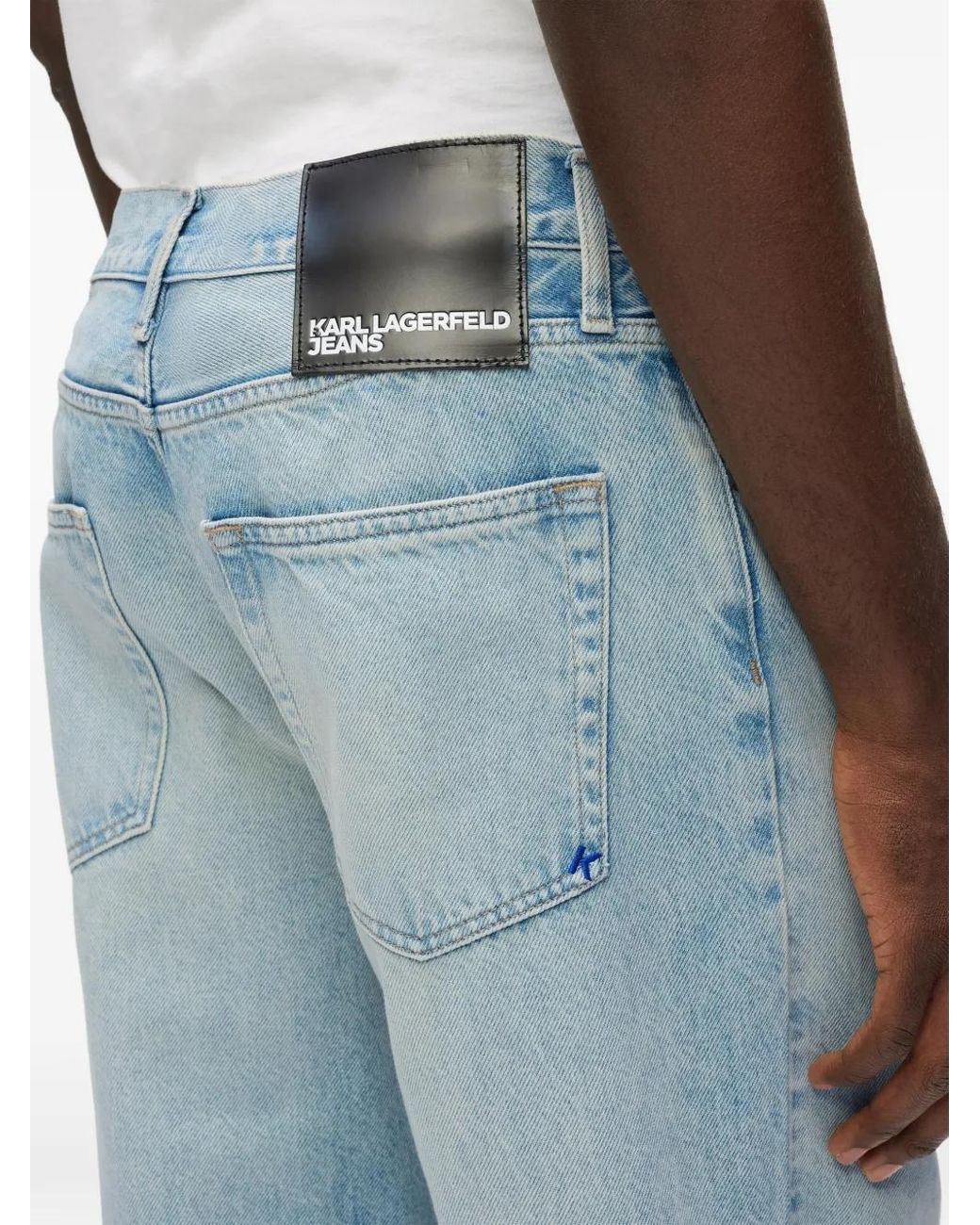 Karl Lagerfeld Blue Acid Wash Straight Jeans for men
