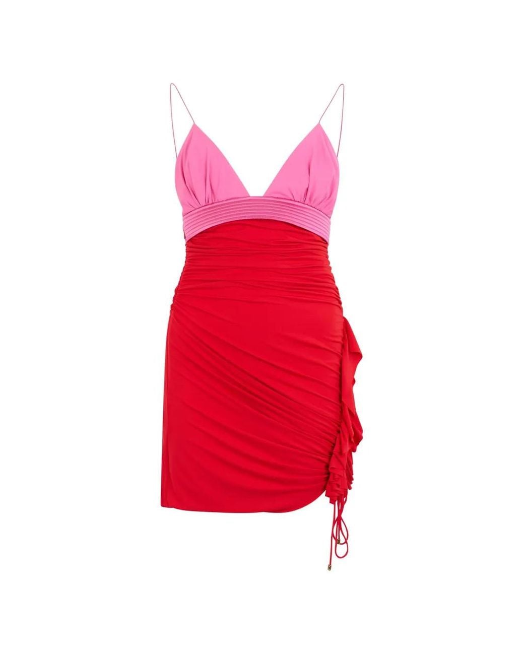 Roberto Cavalli Red Ruched Detail Dress