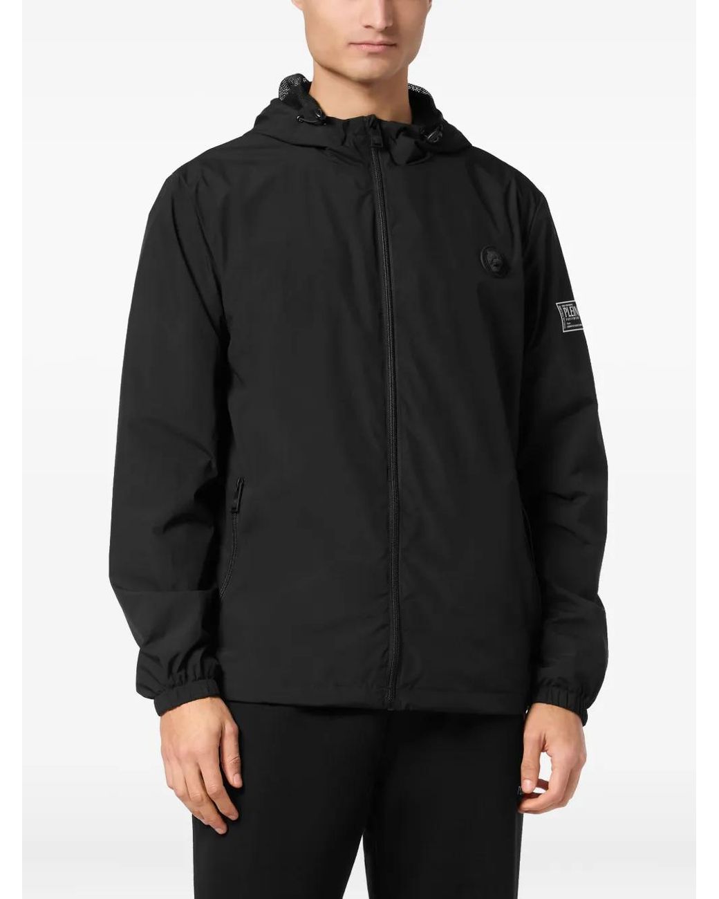 Philipp Plein Black Zip-Up Windbreaker Jacket for men