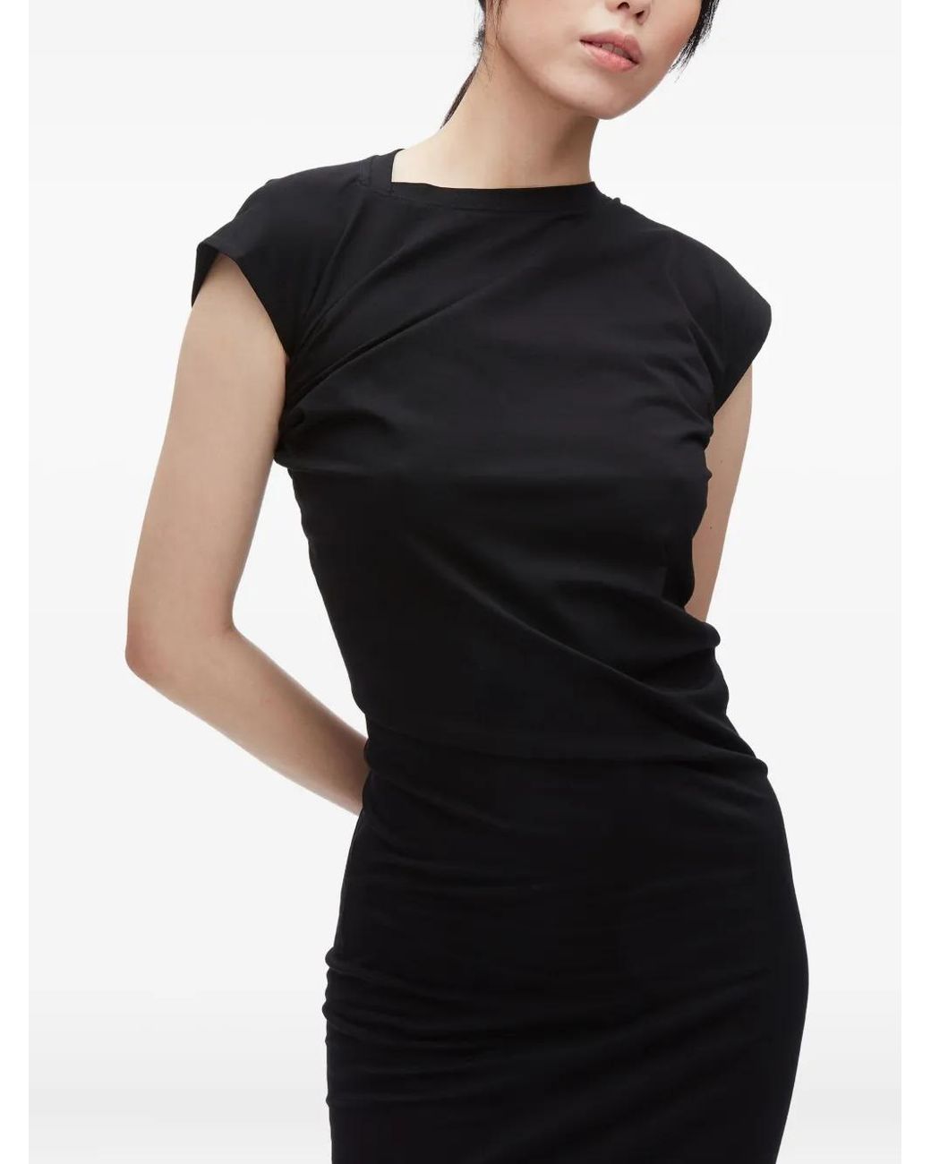 3.1 Phillip Lim Black Draped Cap-Sleeve Dress