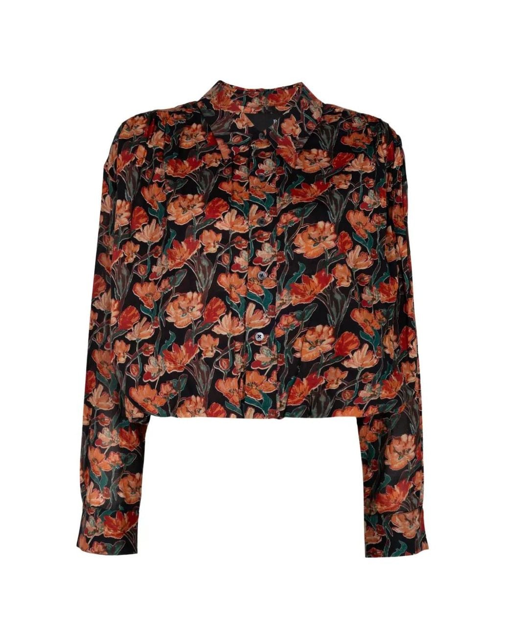 R13 Black Floral-Print Shirt