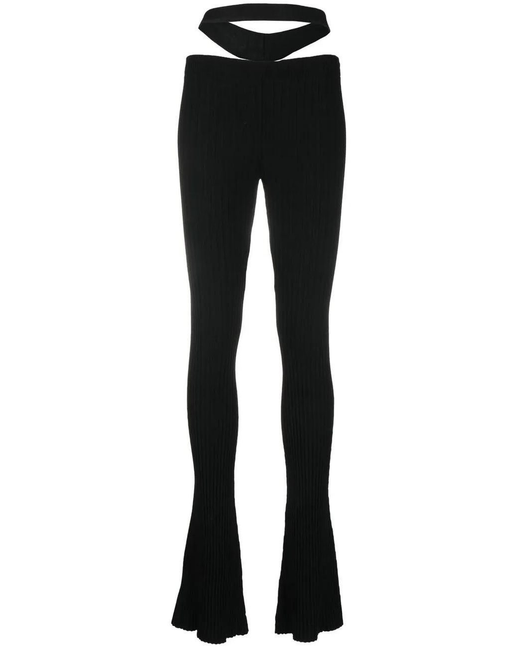 ANDREADAMO Black Cut-Out Ribbed-Knit Trousers