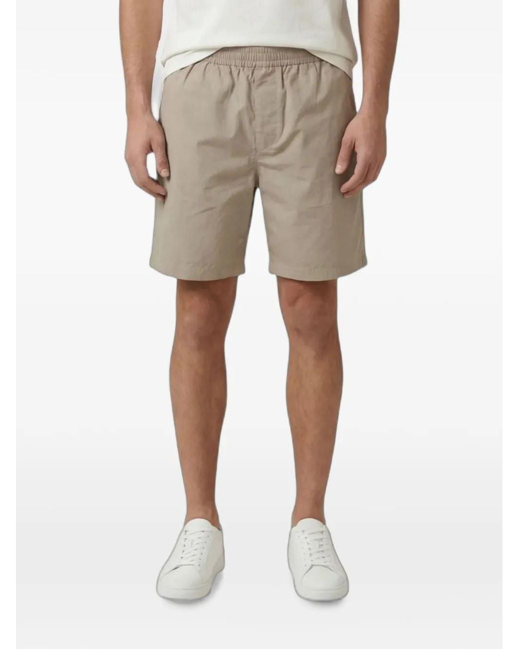 Emporio Armani Natural Elasticated Logo-Plaque Shorts for men