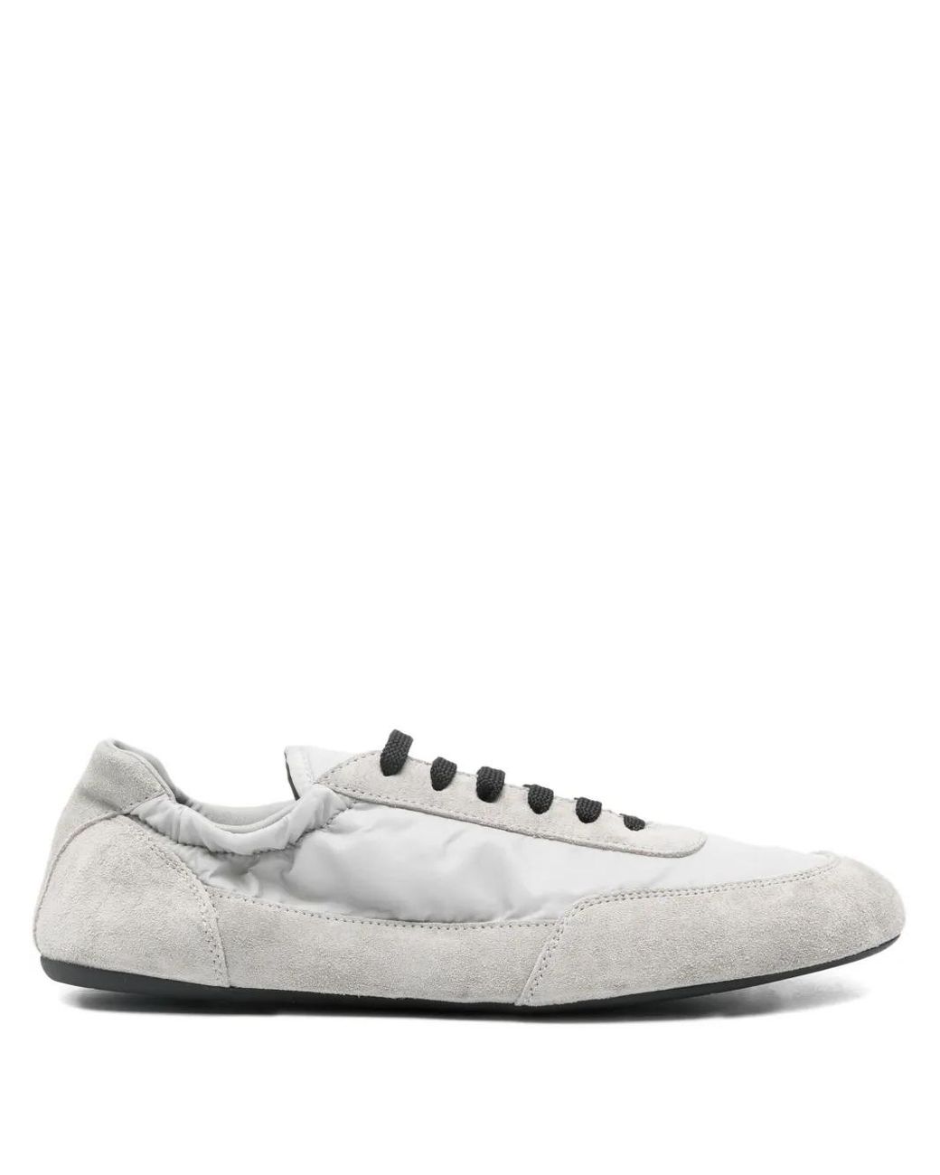 Prada White Collapse Re-Nylon And Suede Leather Sneakers