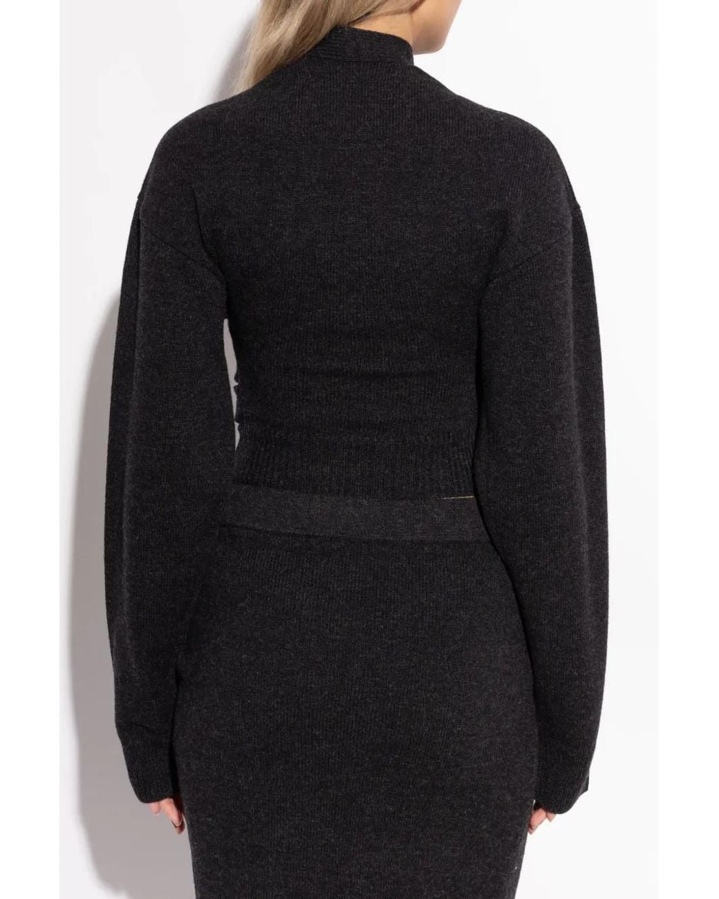 Balenciaga Black V-Neck Fitted Wool Sweater