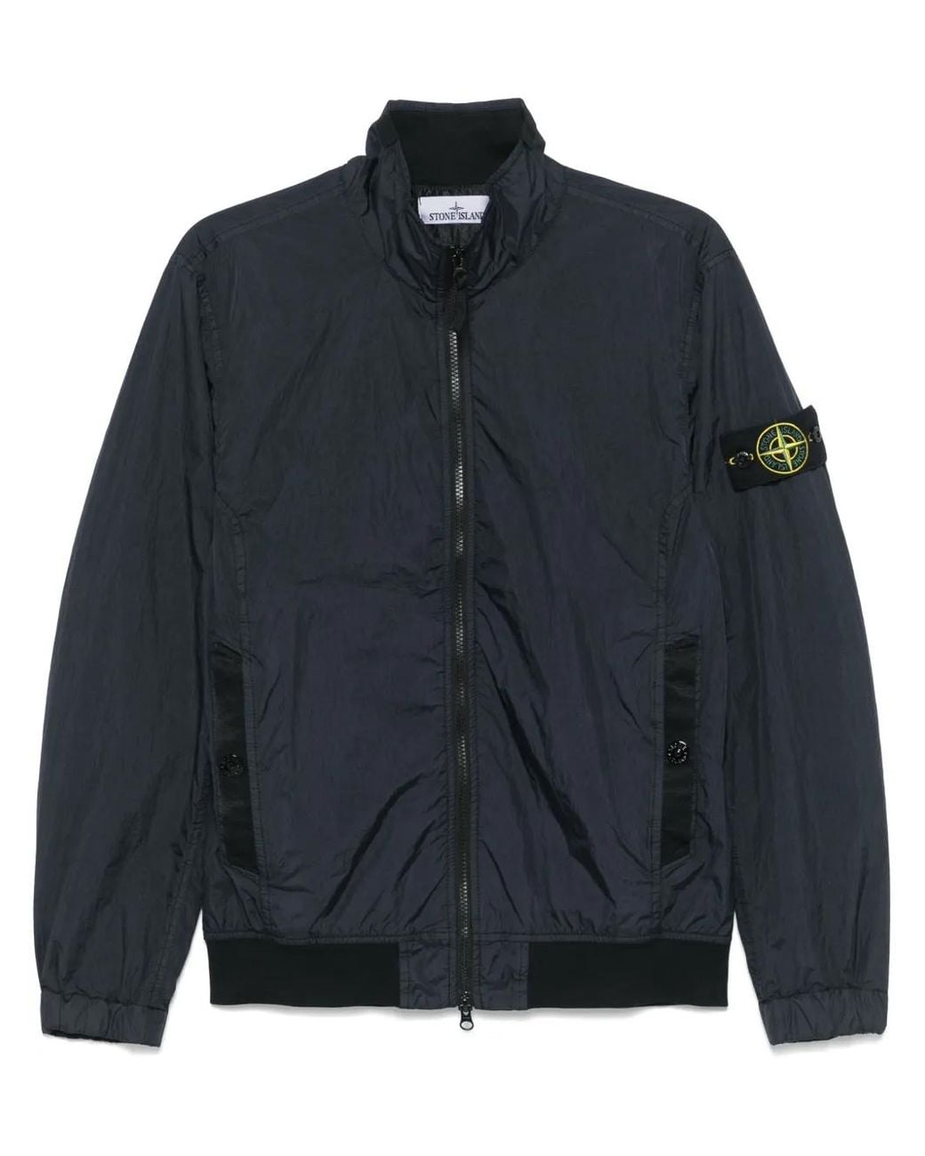 Stone Island Blue Garment Dyed Crinkle Reps Ny Hooded Down Jacket With Duck Down Padding for men