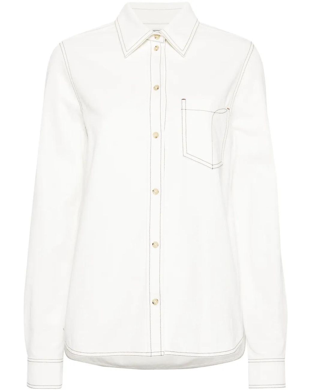 Totême White Contrast-Stitching Organic Cotton Shirt