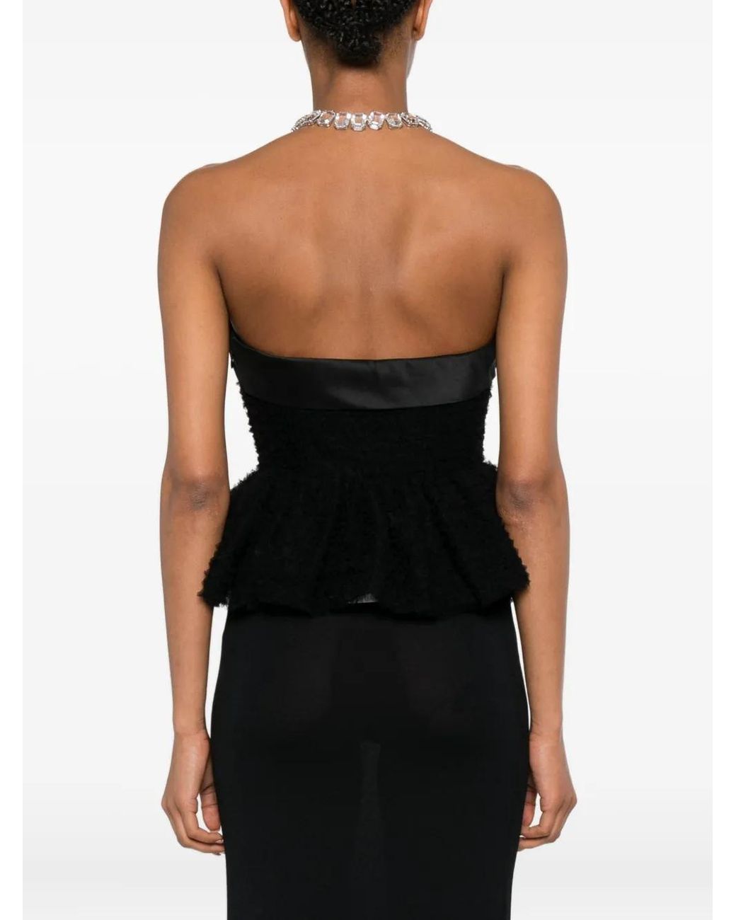 Viktor & Rolf Black Tulle Ruffle Strapless Top