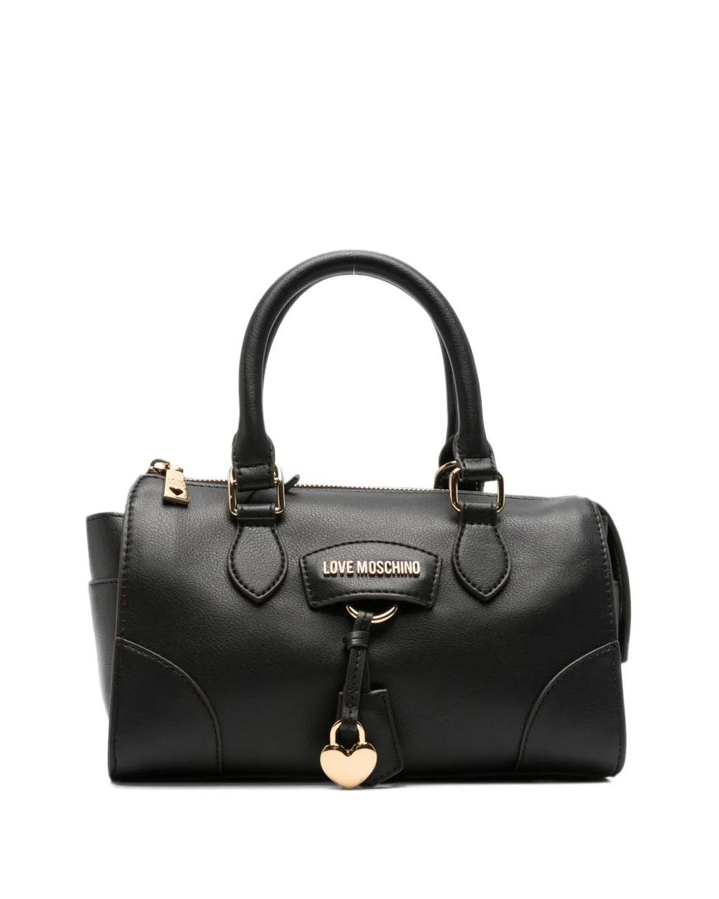 Love Moschino Black Logo-Plaque Heart-Charm Tote Bag