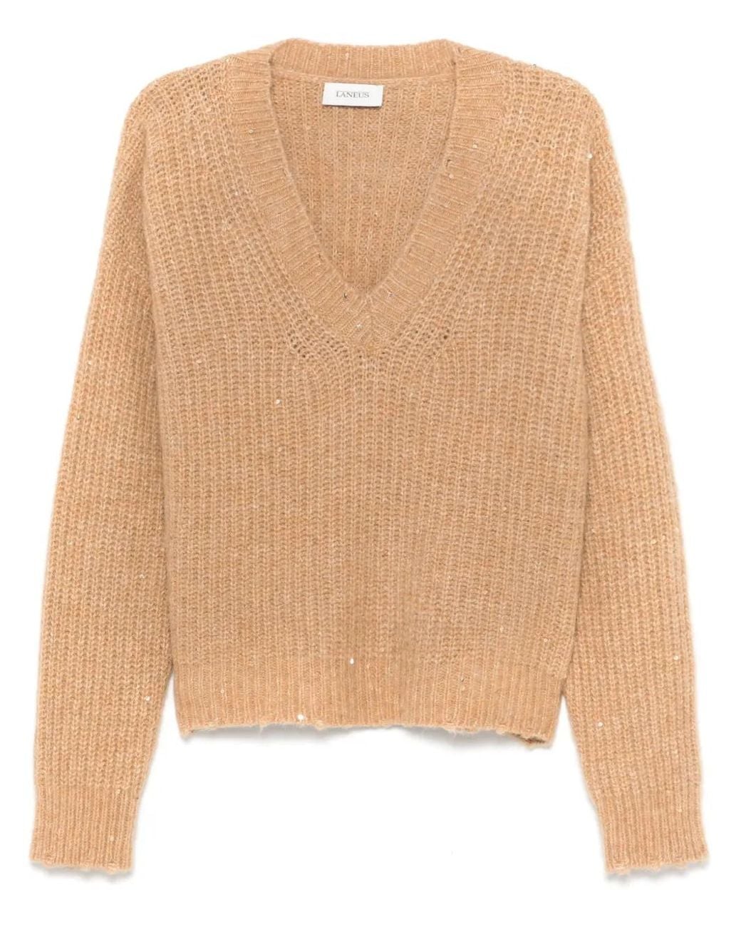 Laneus Natural Sequined Sweater