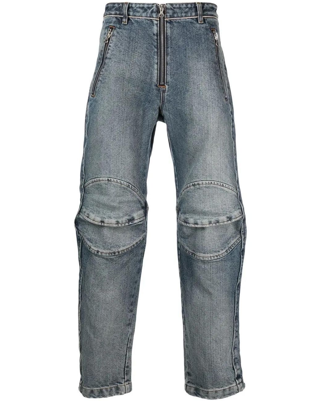 DIESEL Blue Knee-Pad Zip-Up Jeans for men