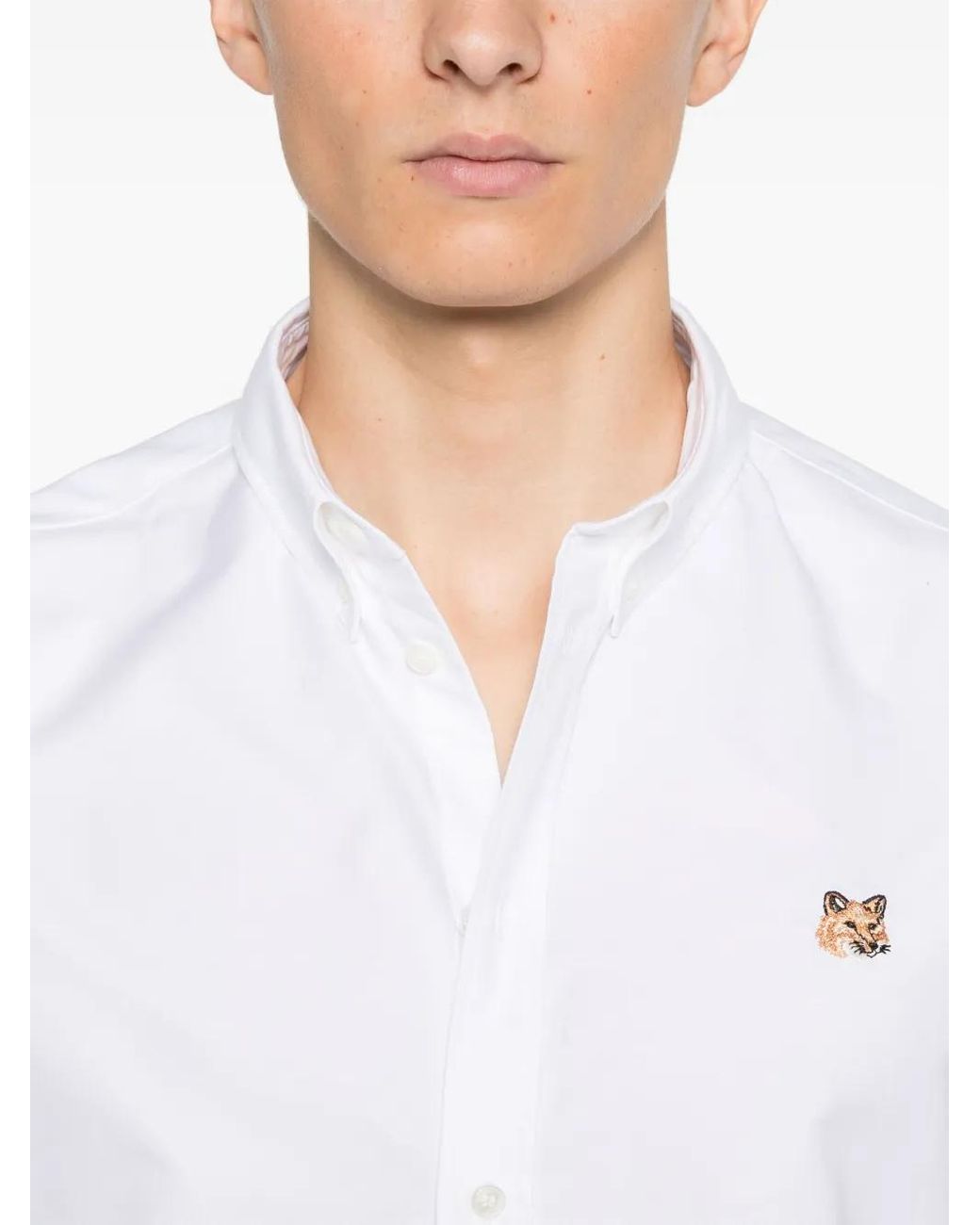 Maison Kitsuné White Mini Fox Head Classic Bd Shirt Clothing for men