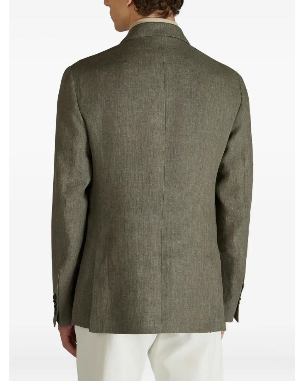 Slowear Green Double-Breasted Linen Blazer for men