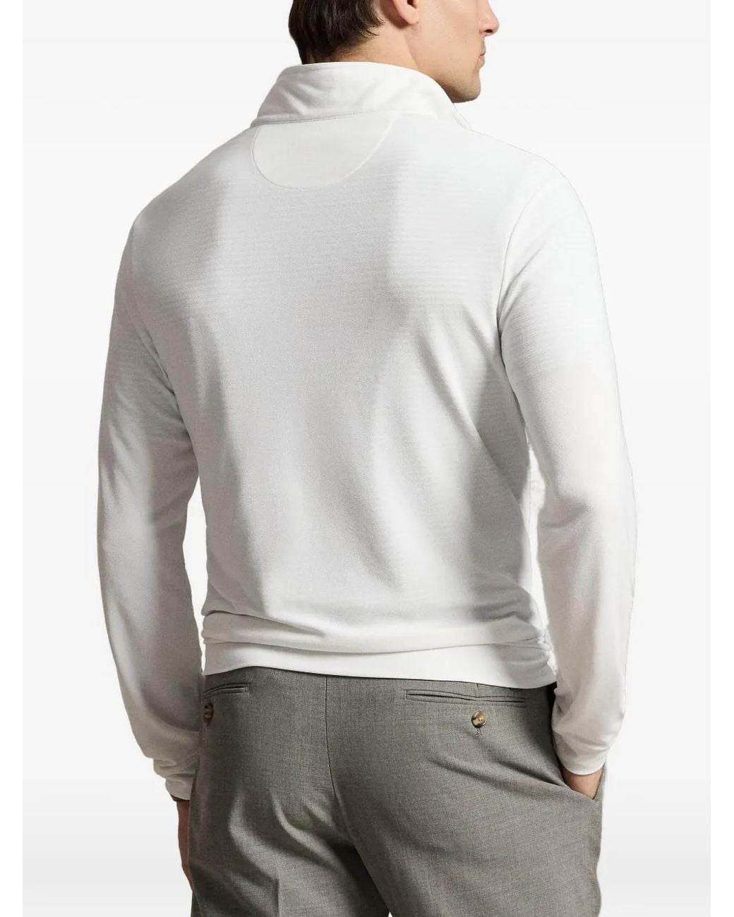 Ralph Lauren White Sweat Brodé À Col Zippé for men