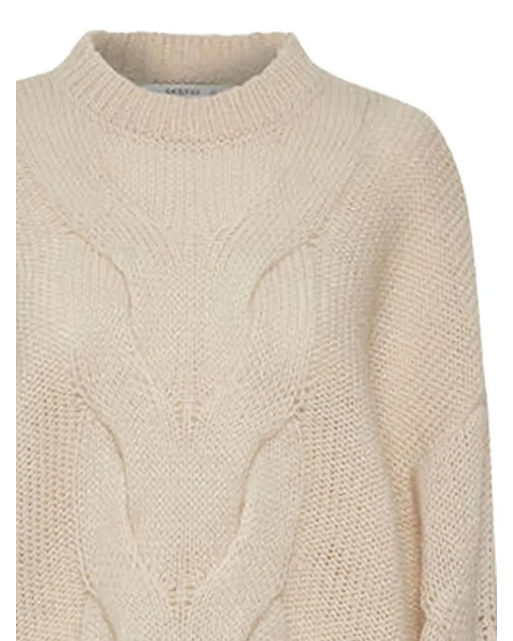 Gestuz Natural Cable-Knit Crew-Neck Sweater