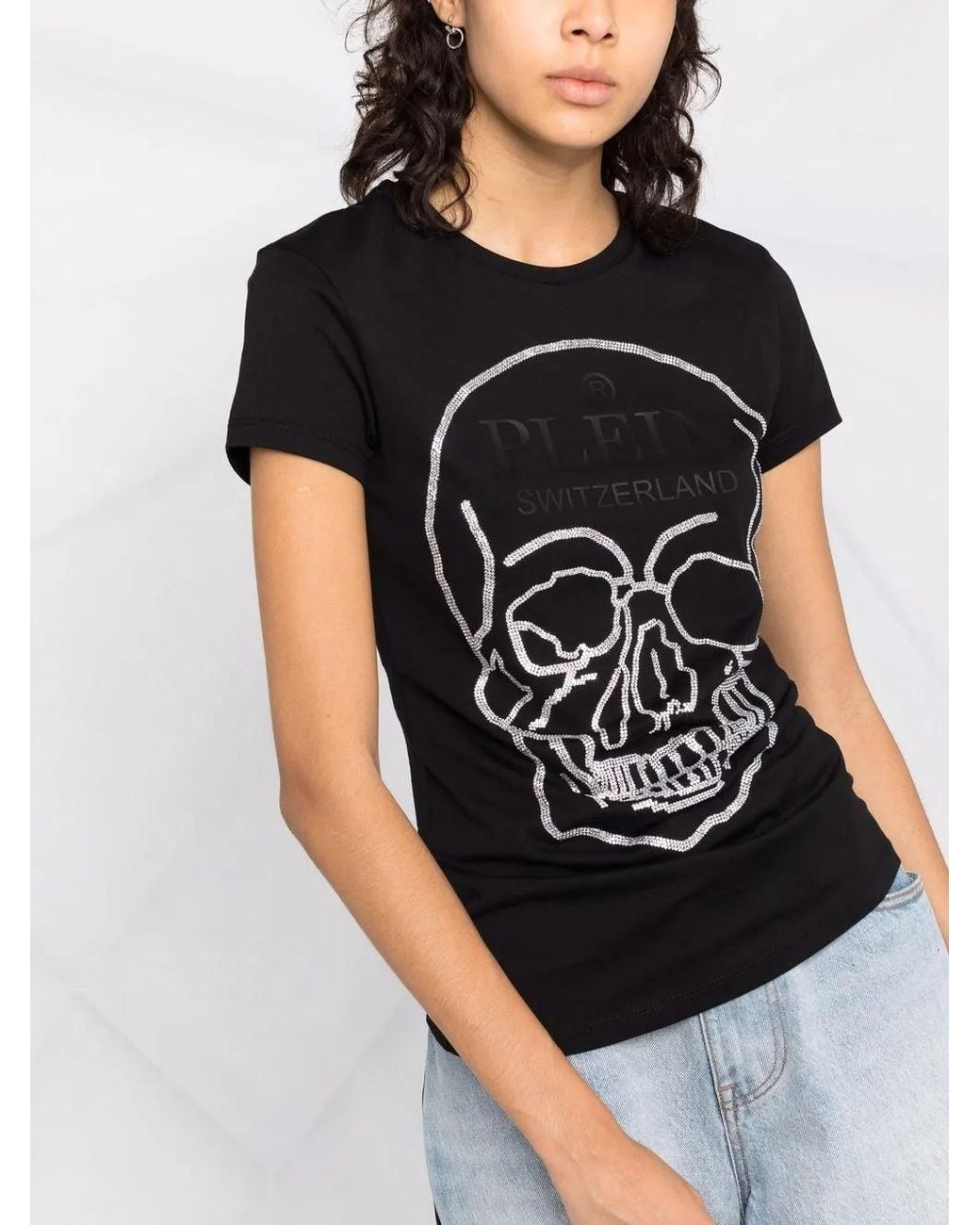 Philipp Plein Black Skull Logo Print T-Shirt