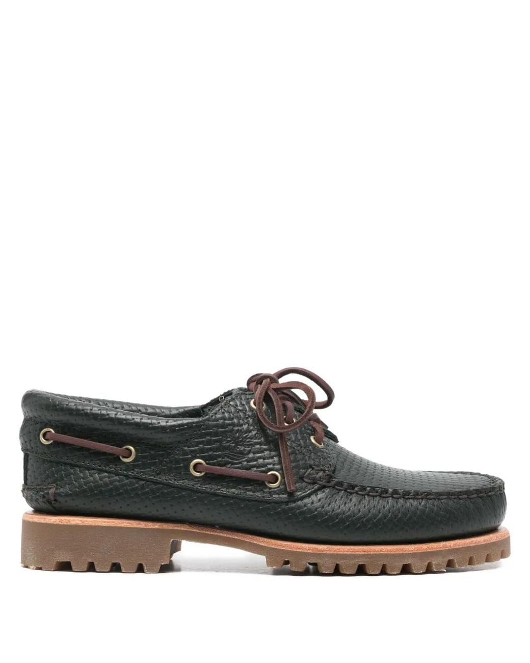 Timberland Brown 30Mm Textured Lace-Up Boat Shoes for men